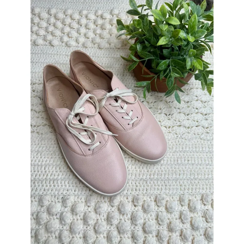 VIONIC Women's 9.5 Callie Lace Up Sneaker Comfort Walking Shoes Cameo Rose Pink